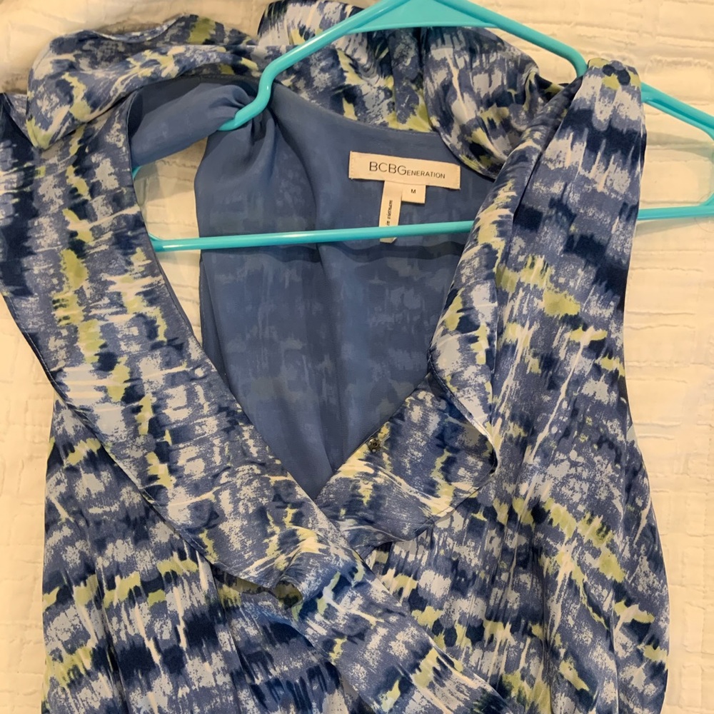 BCBG blue pattern satin dress